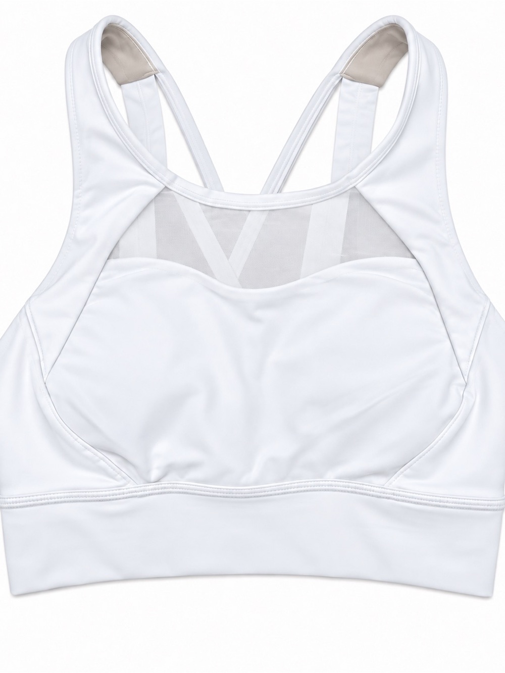 Lululemon White Criss Cross Mesh Back Sports Bra Size 8
